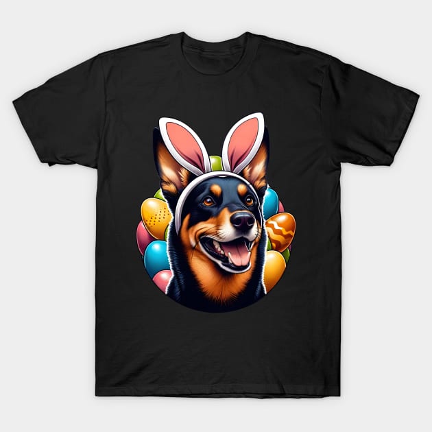 Working Kelpie Celebrates Easter with Bunny Ear Headband T-Shirt by ArtRUs